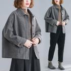 Plain Button Coat Gray - One Size