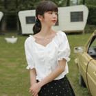 Square Collar Agaric Laces Short-sleeved Shirt