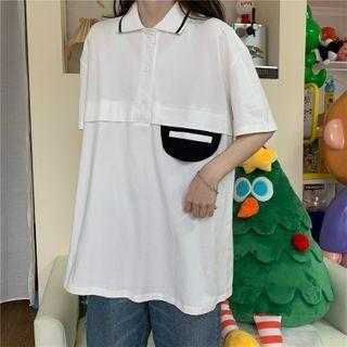 Short-sleeve Panel Polo Collar T-shirt