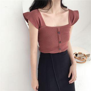 Sleeveless Square-neck Slim-fit Knit Top