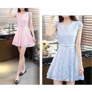 Floral Cap-sleeve A-line Dress