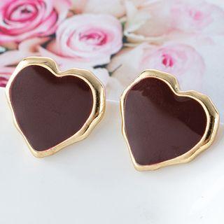 Heart Stud Earring 1 Pair - Stud Earring - As Shown In Figure - One Size