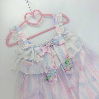 Lace-up Chiffon Jacket / Cat Print Sleeveless A-line Dress