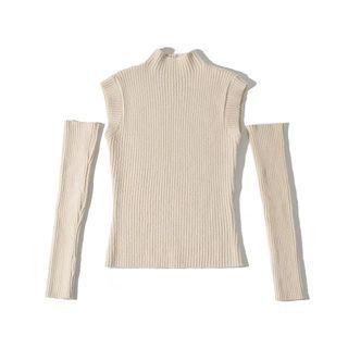 Set: Sleeveless Knit Top + Arm Sleeves