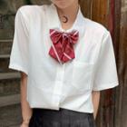 Short-sleeve Tie-neck Shirt As Shown In Figure - One Size