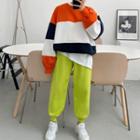 Color-block Fleece-lined Oversized Pullover