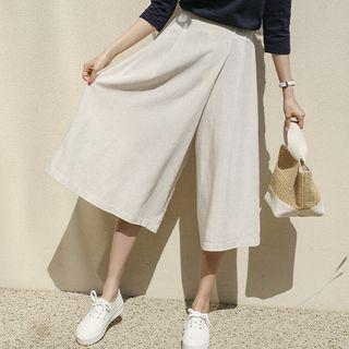 Pleated-waist Wrap Culottes