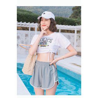 Set: Bikini + Short-sleeve Printed T-shirt + Shorts