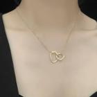 Stainless Steel Irregular Interlocking Hoop Pendant Necklace Gold - One Size