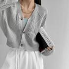 Bubble-sleeve Cable-knit Cardigan In 6 Colors
