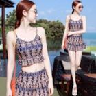 Patterned Ruffle Tankini
