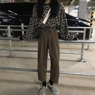 Leopard Print Pullover / Crop Straight-leg Pants