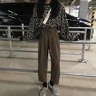 Leopard Print Pullover / Crop Straight-leg Pants