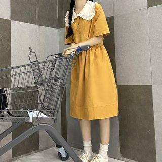 Two Tone Ruffle A-line Dress