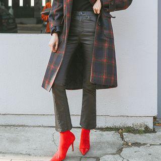Coated Fleece Lined Boot-cut Pants