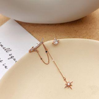 Rhinestone Star Drop Earring Rose Gold - One Size