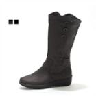 Genuine Leather Buttoned Mid Calf Boots