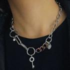 Key Pendant Stainless Steel Choker Silver - One Size
