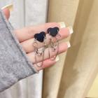 Heart Chain Stud Earring 1 Pair - Stud Earrings - Blaack - One Size