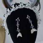 Wedding Faux Crystal Headband / Dangle Earring