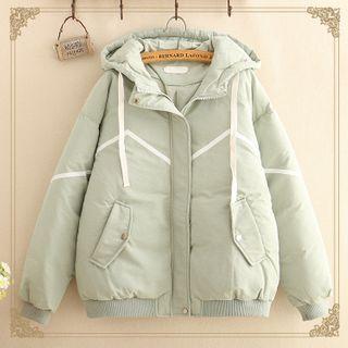 Contrast-trim Padding Hood Jacket