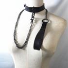 Faux Leather Choker With Leash