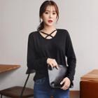 Strappy Round-neck Long-sleeve T-shirt