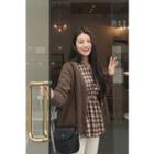 Wool Blend Knit Cardigan Brown - One Size
