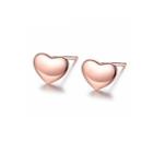 Sterling Silver Plated Rose Gold Simple Romantic Heart Stud Earrings Rose Gold - One Size