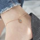 18k Rose Gold Plated Roman Numeral Stone Anklet