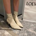 Shirred Pointy-toe Stiletto Heel Short Boots