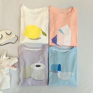 Print Cropped Short-sleeve T-shirt
