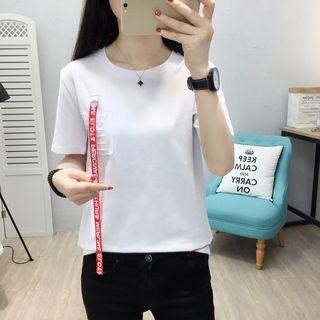 Short-sleeve Letter Strap T-shirt