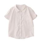 Plain Oversize Button-up Shirt White - One Size