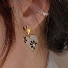 Heart Flower Alloy Dangle Earring 1 Pair - Gold & Black - One Size