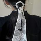 Flower Fabric Alloy Hair Stick 1pc - 2765a - Black & Gray & White - One Size