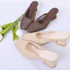 Flared-heel Woven Mules