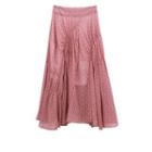 Floral Print Chiffon Irregular A-line Midi Skirt Pink - One Size