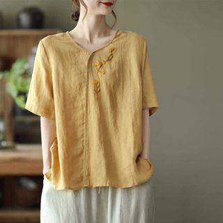 Cotton Linen Embroidered Light T-shirt