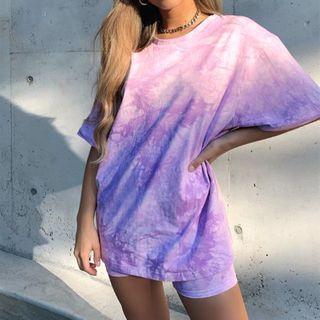 Set: Elbow-sleeve Tie-dyed T-shirt + Shorts