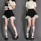 Short-sleeve Logo Polo Shirt / Mesh Ruffled Shorts