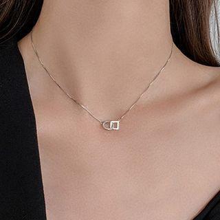Square Round Interlock Necklace Sliver - One Size