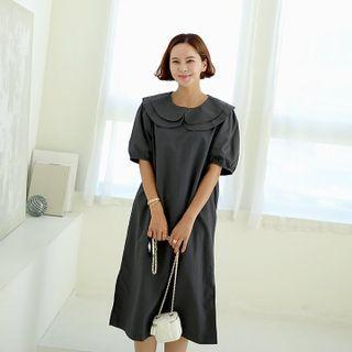 Layered Collar Puff-sleeve Dress