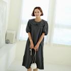 Layered Collar Puff-sleeve Dress