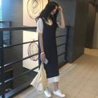Mock Two-piece Short-sleeve Midi Dress