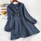 Long-sleeve Woolen Mini A-line Dress