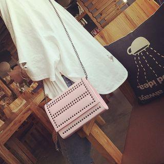 Faux-leather Chain-strap Studded Cross Bag