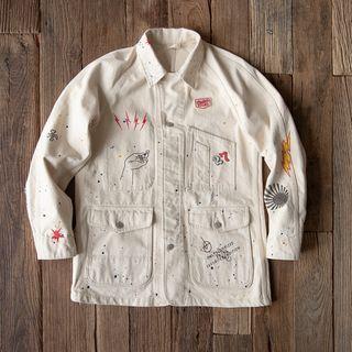 Printed Button Jacket Off-white - L