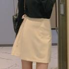 Herringbone Mini Wrap Skirt