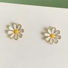 Flower Glaze Earring 1 Pair - White & Yellow & Gold - One Size
